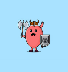 Cute Cartoon Stomach Viking Pirate Holding Ax