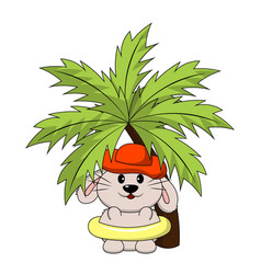 Cute Rabbit Under The Palm Tree Draw