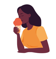 Young Adult Holding Ice Cream Smiling