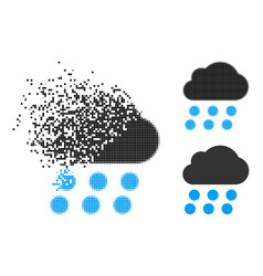 Burst And Halftone Pixelated Rain Cloud Icon