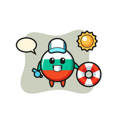 Cartoon Mascot Bulgaria Flag Badge As A Beach