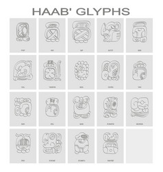 Icon Set With Haab Maya Calendar