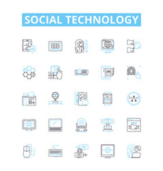 Social Technology Line Icons Set Social