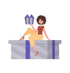 A Woman Sits On Gift Box Modern Flat