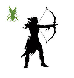 Black Silhouette Of Elven Archer With Bow