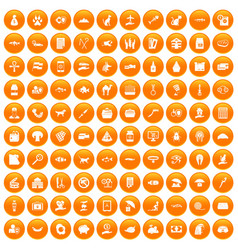 100 Cat Icons Set Orange