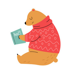 Funny Bear Reading Book Flat Icon