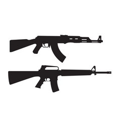 Ak47 Icon And M16 Machine Gun Black