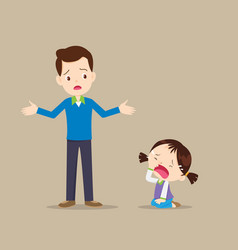 Dad Have Worry And Girl Crying