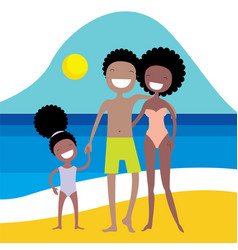 Happy African American Family On The Beach Summer