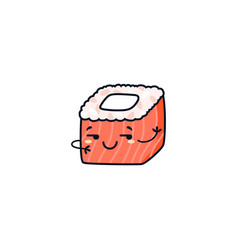 Maki Sushi Roll Cute Funny Character With Salmon