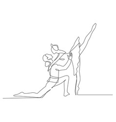 Couple Ballet Dancers One Line Continuous Drawing