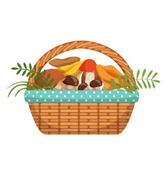 Mushroom Basket Cartoon Icon Autumn Forest