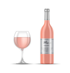 Rose Wine Glass And Wine Bottle