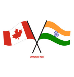 Canada And India Flags Crossed And Waving Flat