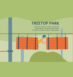 Treetop Rope Park Banner Template With Cartoon Man