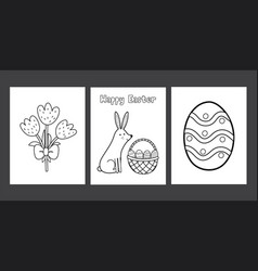 Easter Coloring Pages Set With Cute Bunny Egg