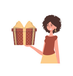 Girl Is Holding A Gift Box Modern Style