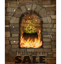 Halloween Sale Card With Fireplace And Poison