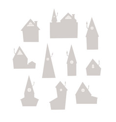 Simple Rural House Silhouette Set Of Villas