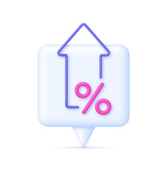 3d Percent And Arrow Icon On Speech Bubble