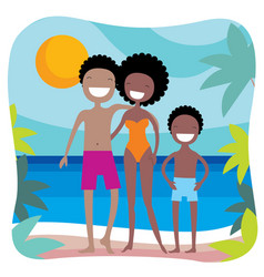 Happy African American Family On The Beach Summer