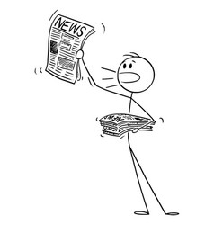 Person Or Newsboy Selling Newspaper Cartoon Stick