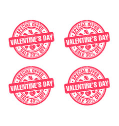 Valentines Day Sale Pink Grunge Stamp 20 30 40 50