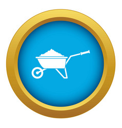 Wheelbarrow Loaded With Soil Icon Blue