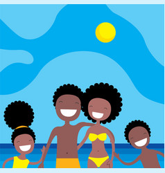 Happy African American Family On The Beach Summer