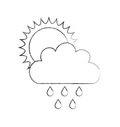 Beautiful fantasy cloud with sun and rain drops Vector Image