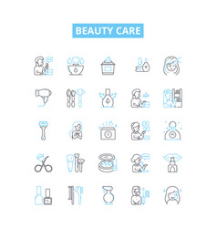 Beauty Care Line Icons Set Skincare