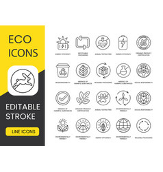 Eco Icons Set Line With Editable Stroke