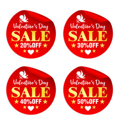 Valentines Day Sale Red Stickers Set 20 30 40 50