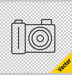 Black Line Photo Camera Icon Isolated On