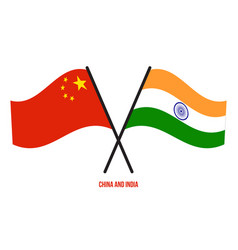 China And India Flags Crossed And Waving Flat