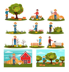 Farmer And Agricultural Worker Working In The Yard