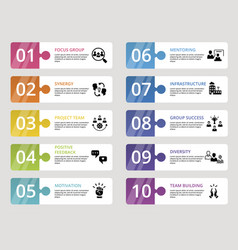 Infographic Team Building Icons 10 Colored Steps