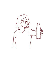 Smiling Woman Holding Bottle Of Water