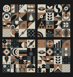 Set Abstract Geometric Patterns Design In Retro