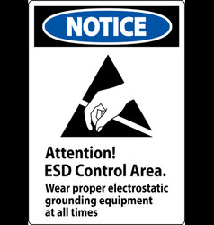 Notice Sign Attention Esd Control Area Wear