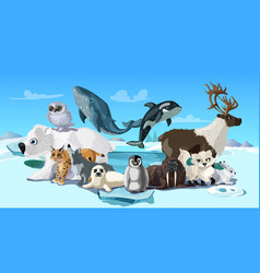 Polar animals flat icons Royalty Free Vector Image