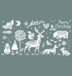 Christmas Isolated Woodland Animals Silhouettes