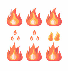 Flat Design Flames Drops Isolated White