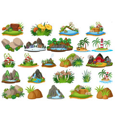Set isolated objects theme - landforms Royalty Free Vector