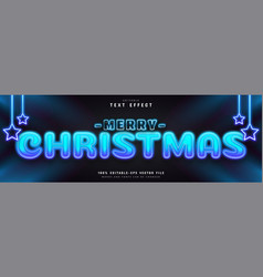 Merry Christmas Blue Neon Text Effect Editable