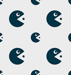 Pac Man Icon Sign Seamless Pattern With Geometric