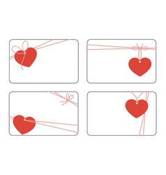 Set Of Blank Cards With Heart Shape Tags And Rope