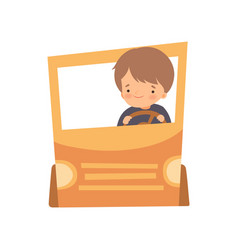 Cute Creative Boy Character Driving Car Made