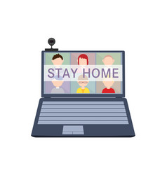 Laptop Screen Labeled Stay Home